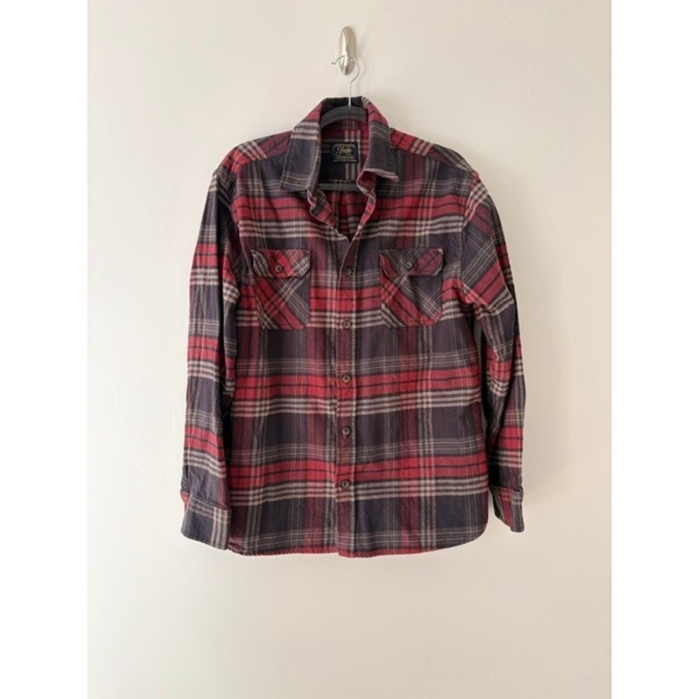 Jachs NY Heritage Flannel Shirt Mens‎ Large Red Grey Plaid Long Sleeve Button